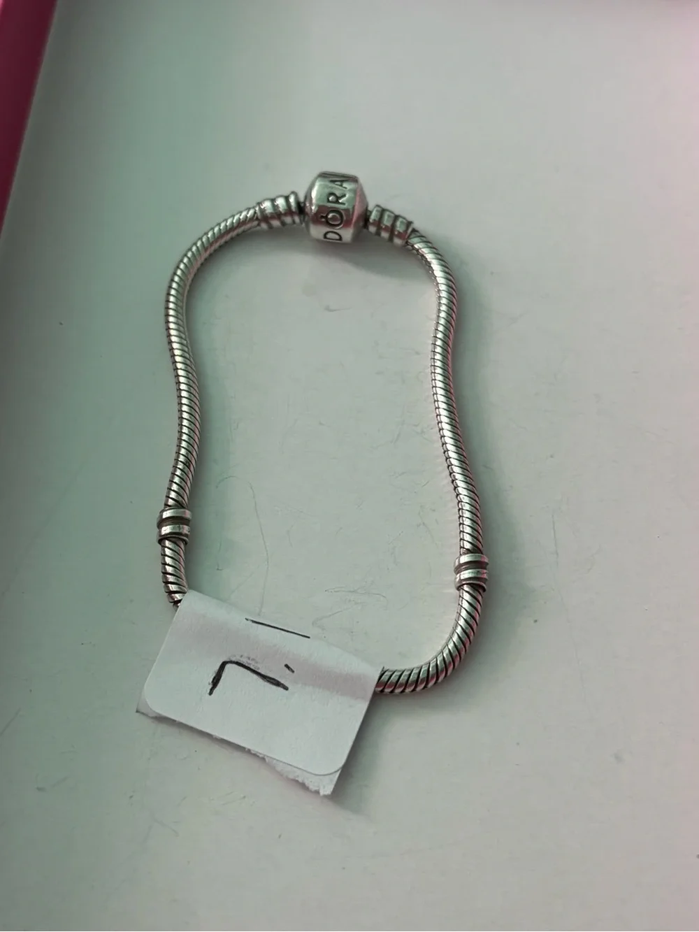 Pandora Silver Snake Chain Bracelet with Logo Barrel Clasp